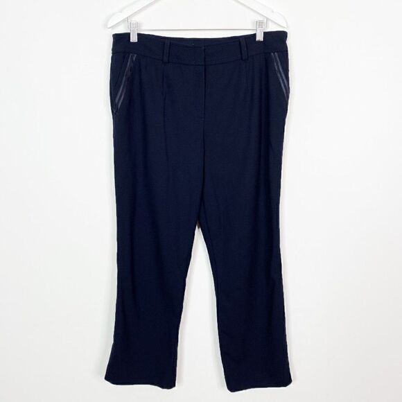 CLEARANCE - Basler Blue Textured Straight Leg Dress Pants with Satin Trim Pocket - Picture 1 of 7